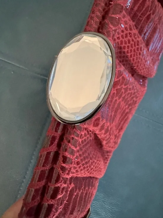 Kate Landry Wine Red Snake-Texture Evening Clutch with Chain Strap - Picture 5 of 13